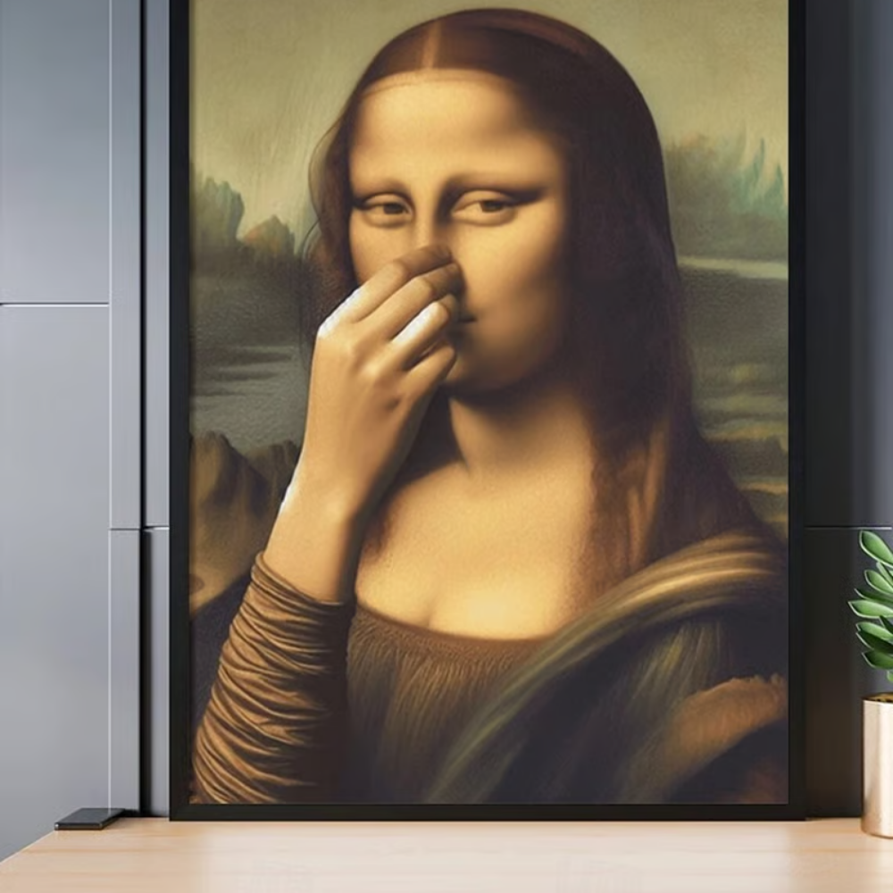 Mona Lisa met een Knipoog – Humoristische Poster