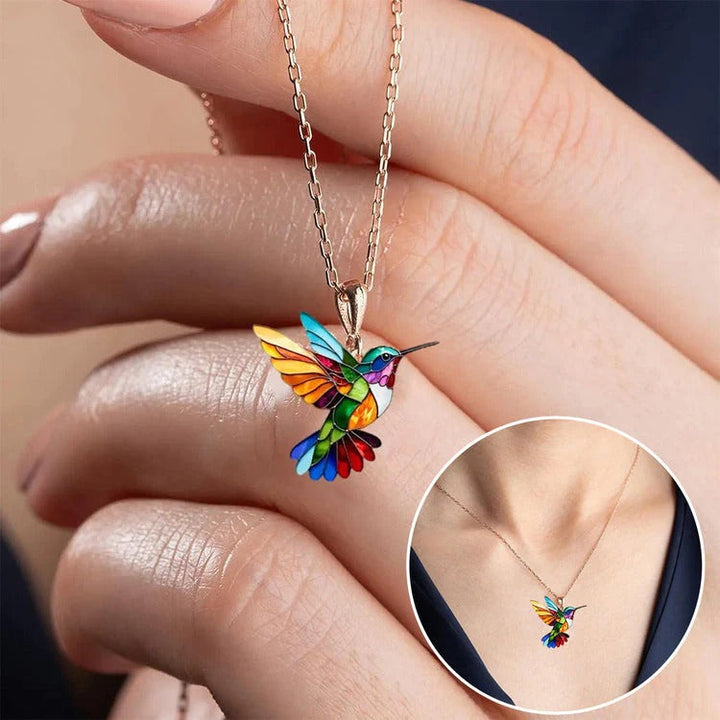 Regenboogkolibrie Sieradenset (Ketting + Oorbellen)