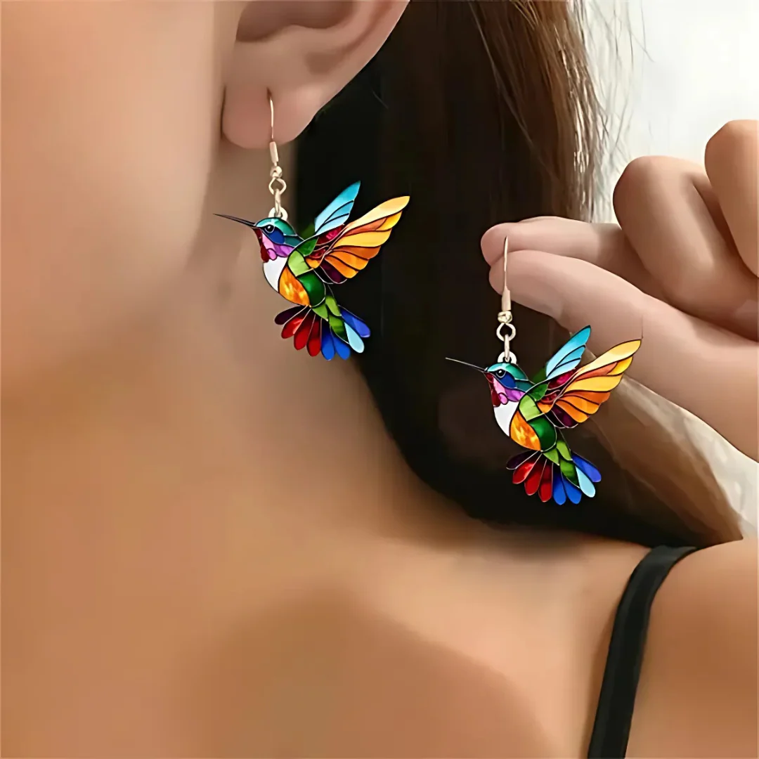 Regenboogkolibrie Sieradenset (Ketting + Oorbellen)