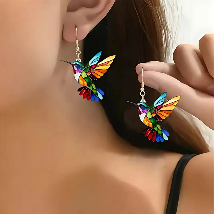 Regenboogkolibrie Sieradenset (Ketting + Oorbellen)