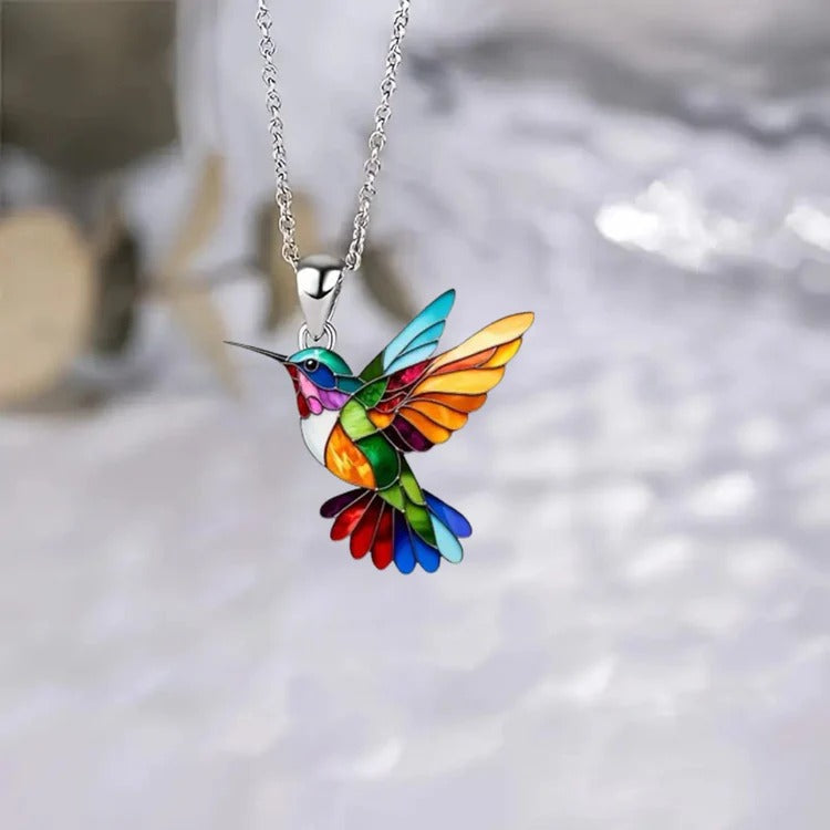 Regenboogkolibrie Sieradenset (Ketting + Oorbellen)