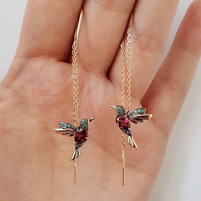 Regenboogkolibrie Sieradenset (Ketting + Oorbellen)