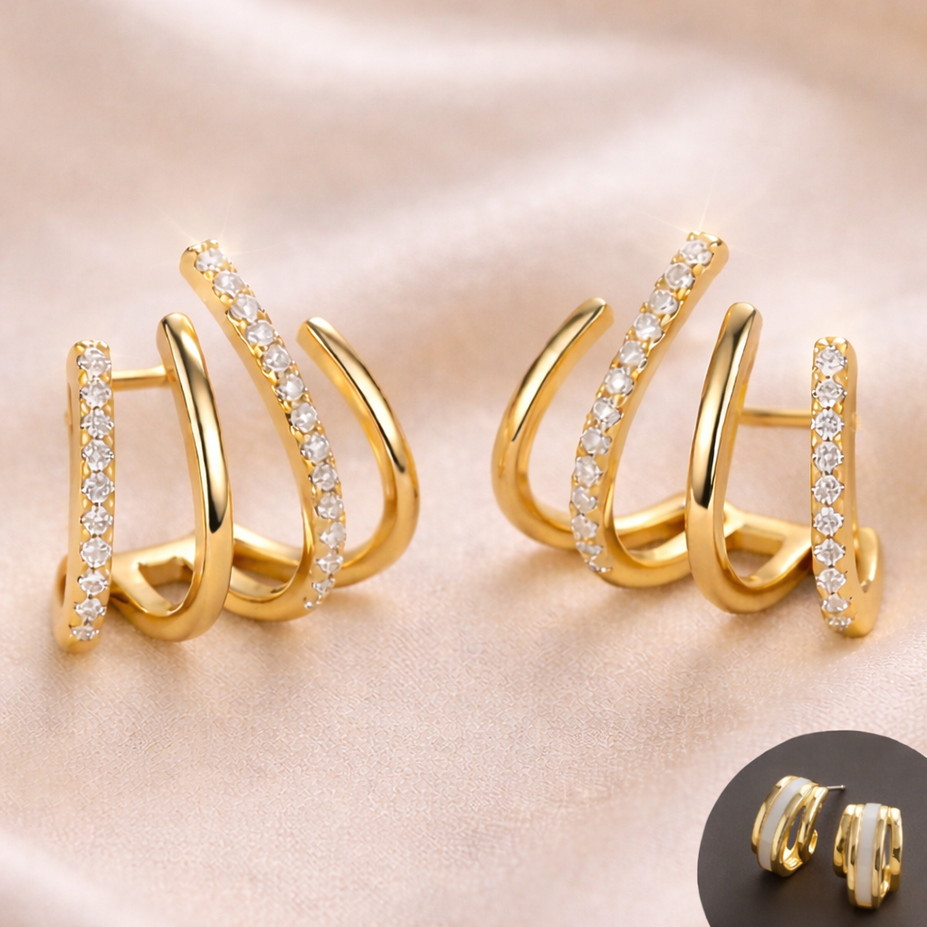 Elegante Gouden Triple Hoop Oorbellen – Tijdloos & Stijlvol