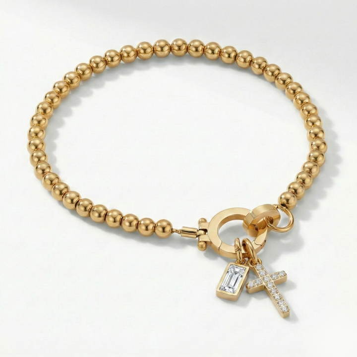 ✨ Geboortesteen Armband met Kruis – Persoonlijk, Elegant & Betekenisvol