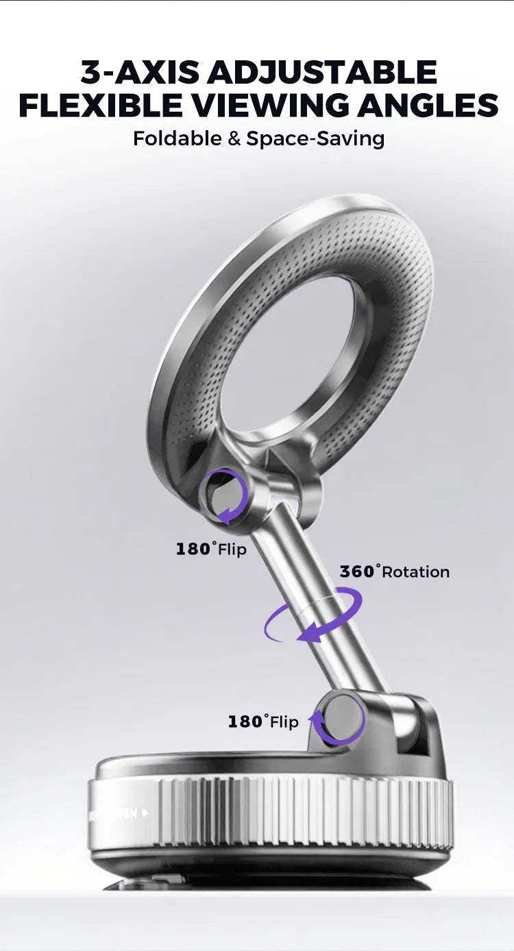 360° Magnetische Auto Telefoonhouder – Ultra Sterke Vacuüm Bevestiging